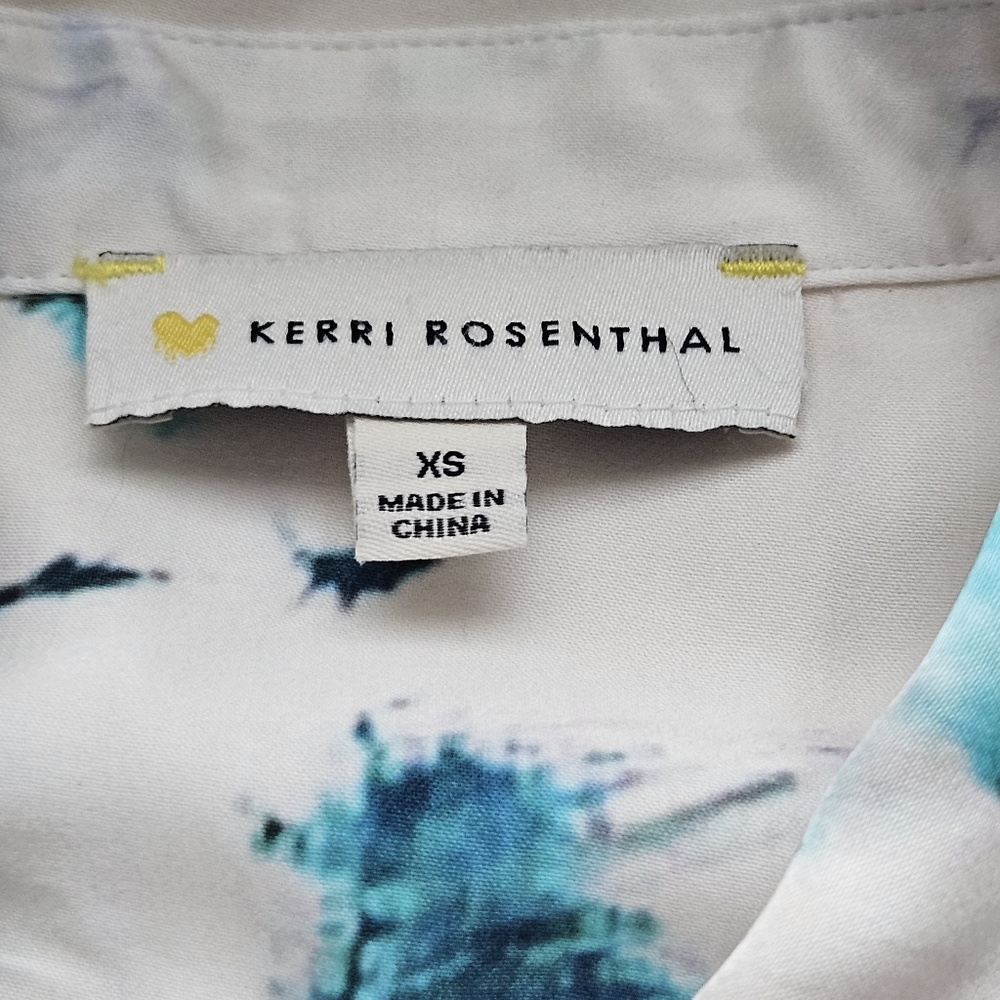 Kerri Rosenthal Silver White Paint Splatter Long Cuff Sleeve Button Down Blouse - Picture 11 of 14
